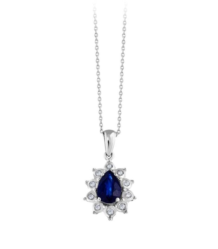 0.03 Karat Damla Safir Pırlanta Kolye
