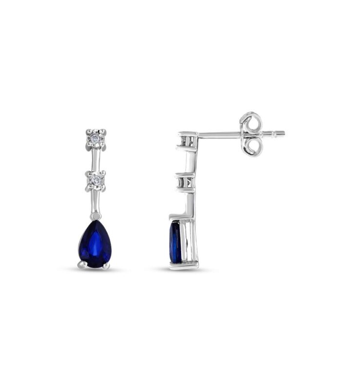 0.03 Karat Damla Safir Taşlı Pırlanta Küpe