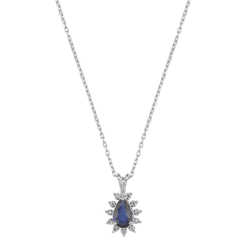 0.03 Karat Safir Taşlı Pırlanta Kolye