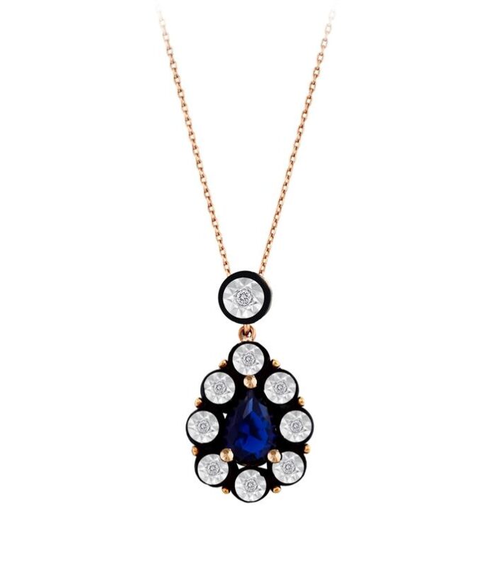 0.04 Karat Safir Renkli Elmas Kolye