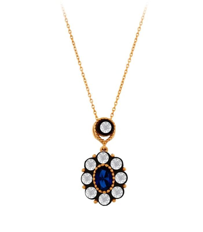 0.06 Karat Safir Renkli Elmas Kolye