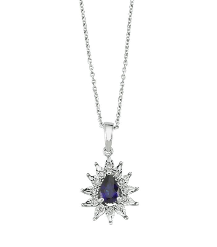 0.06 Karat Safir Taşlı Pırlanta Fantezi Kolye