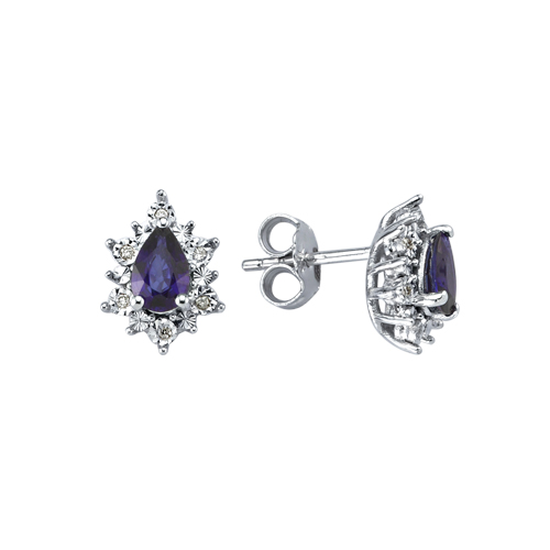 0.06 Karat Safir Taşlı Pırlanta Fantezi Küpe