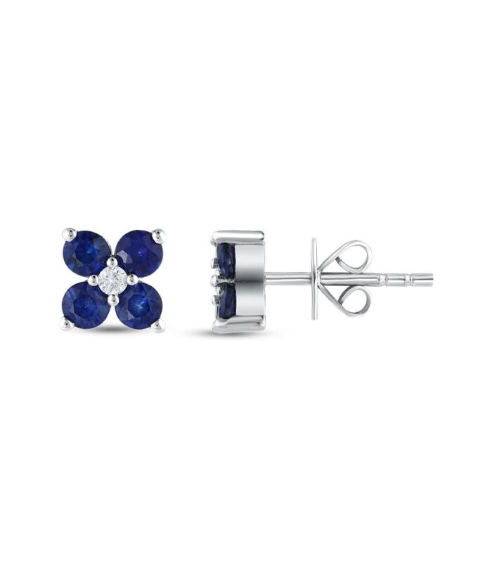 0.06 Karat Safir Taşlı Pırlanta Küpe