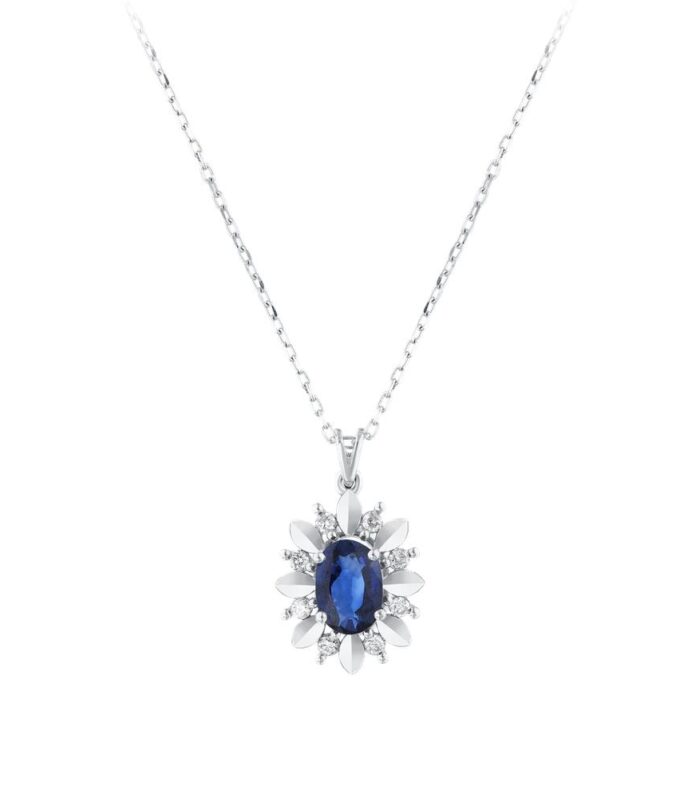 0.07 Karat Safir Taşlı Pırlanta Kolye