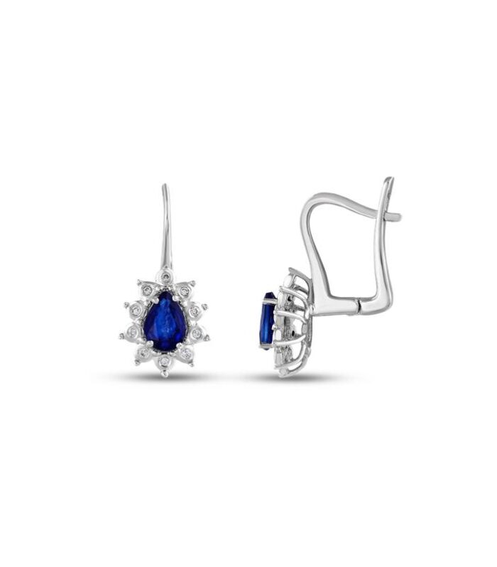 0.08 Karat Safir Taşlı Pırlanta Küpe