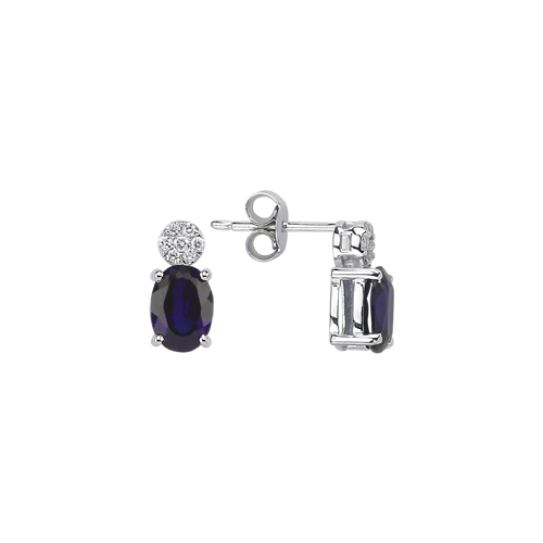 0.08 Karat Safir Taşlı Pırlanta Küpe