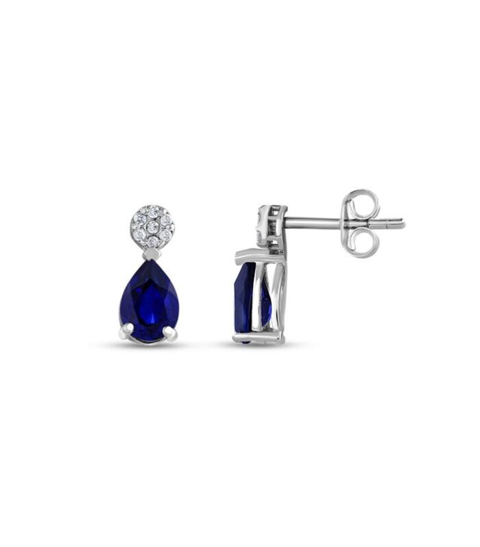 0.08 Karat Safir Taşlı Pırlanta Küpe