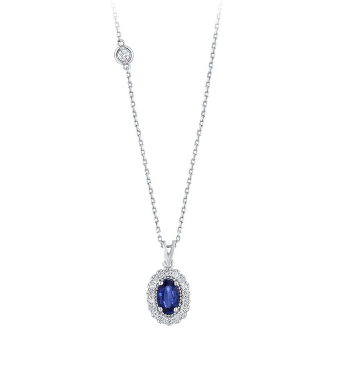 0.09 Karat Safir Taşlı Pırlanta Kolye