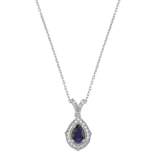 0.10 Karat Damla Safir Taşlı Pırlanta Kolye