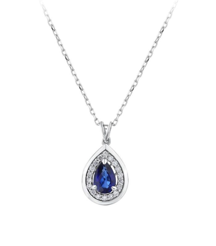 0.10 Karat Safir Taşlı Pırlanta Kolye