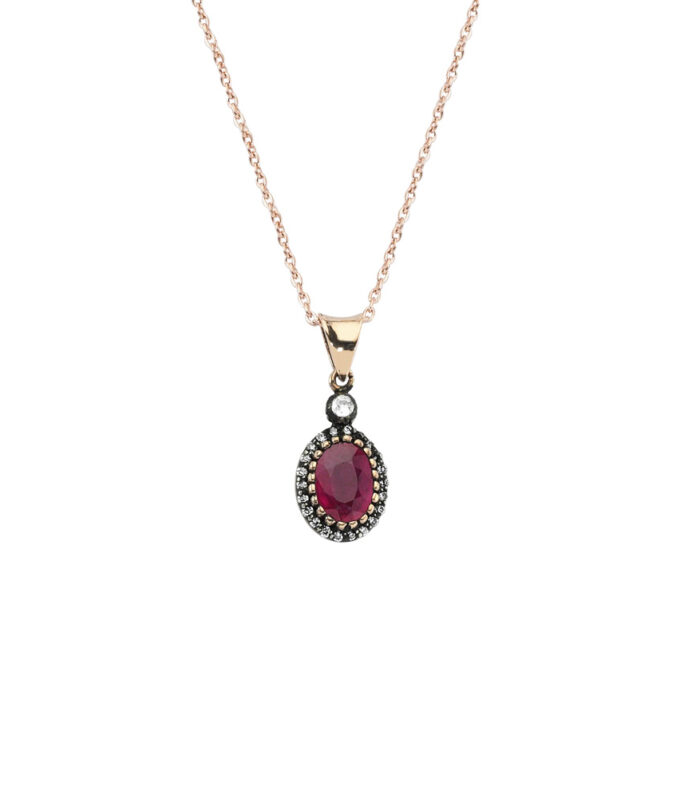 0.10 Karat Yakut Taşlı Elmas Kolye