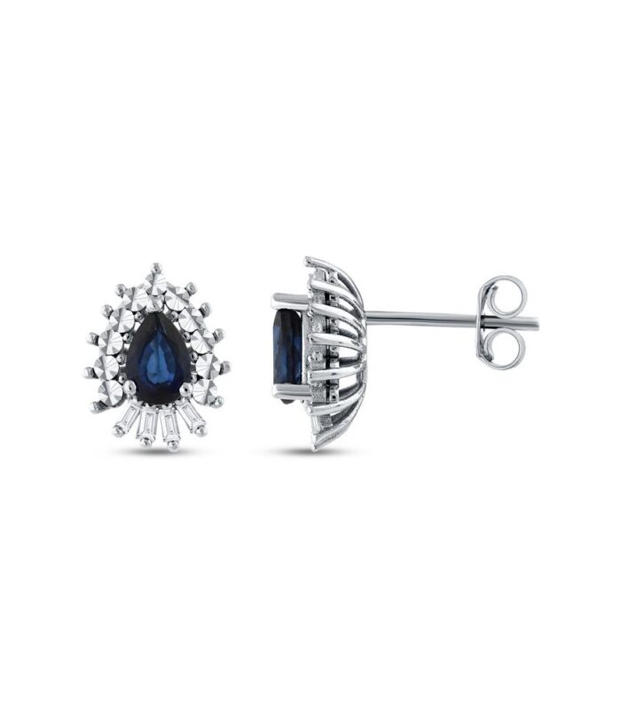 0.11 Karat Safir Taşlı Pırlanta Küpe