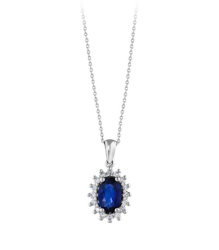 0.12 Karat Safir Taşlı Pırlanta Kolye