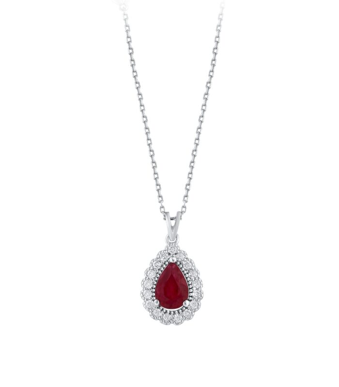 0.12 Karat Yakut Taşlı Pırlanta Kolye
