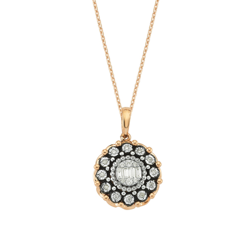 0.13 Karat Baget Taşlı Elmas Kolye