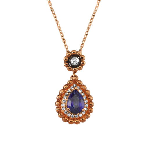0.13 Karat Safir Taşlı Elmas Fantezi Kolye