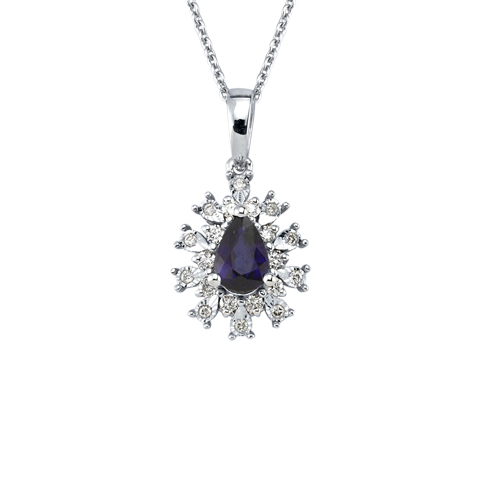 0.14 Karat Safir Taşlı Pırlanta Fantezi Kolye