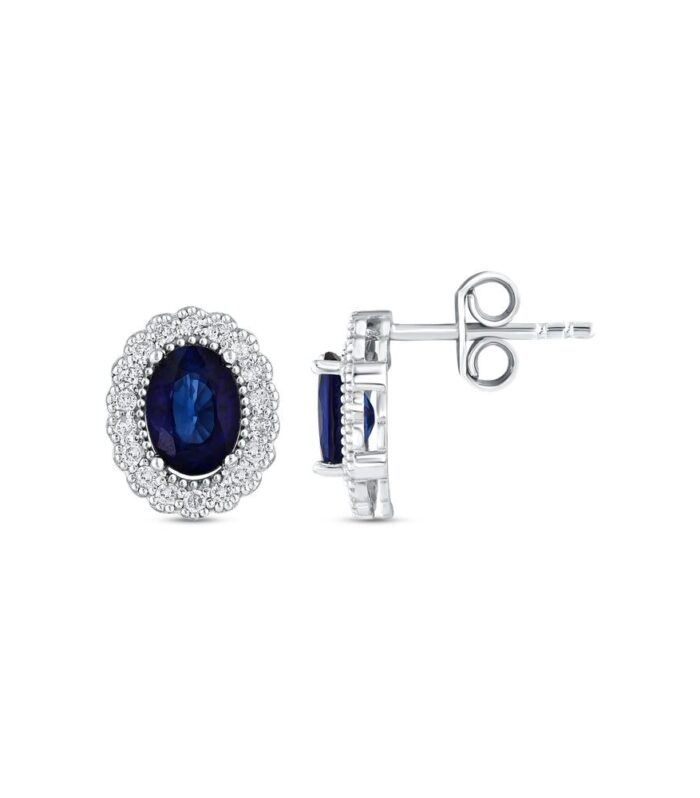 0.14 Karat Safir Taşlı Pırlanta Küpe