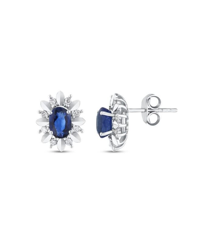 0.14 Karat Safir Taşlı Pırlanta Küpe
