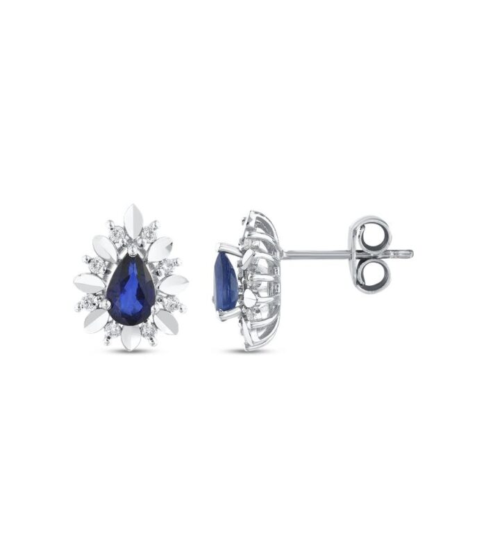 0.14 Karat Safir Taşlı Pırlanta Küpe