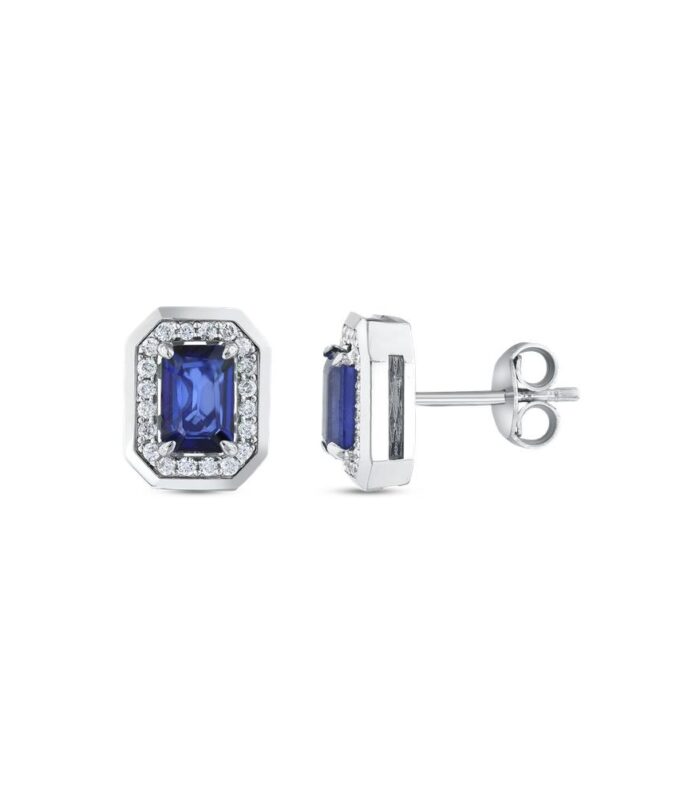 0.14 Karat Safir Taşlı Pırlanta Küpe