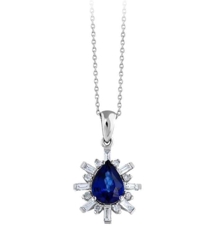 0.15 Karat Safir Taşlı Pırlanta Kolye