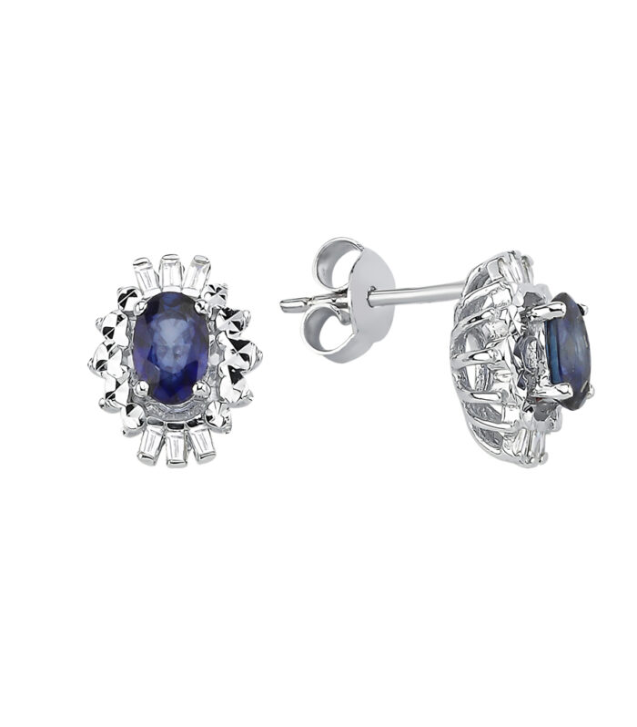 0.16 Karat Safir Taşlı Pırlanta Küpe