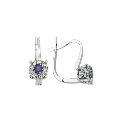 0.18 Karat Safir Taşlı Pırlanta Fantazi Küpe