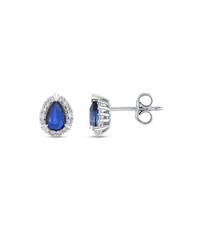 0.18 Karat Safir Taşlı Pırlanta Küpe