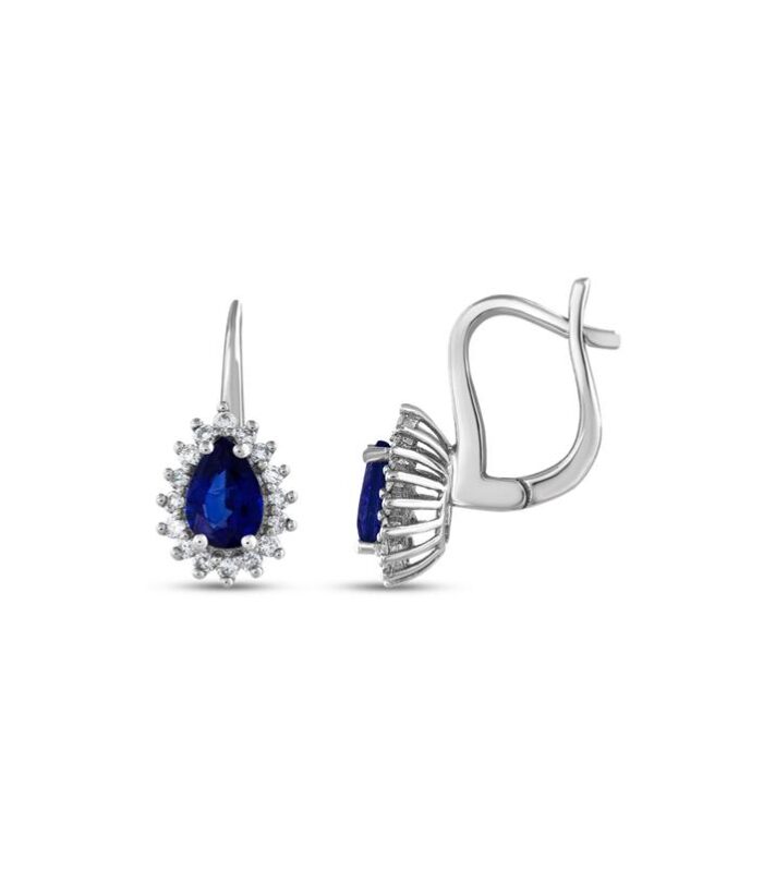 0.18 Karat Safir Taşlı Pırlanta Küpe