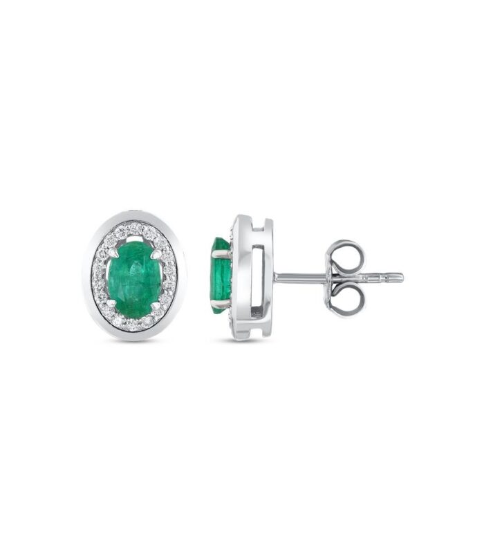 0.18 Karat Zümrüt Taşlı Pırlanta Küpe