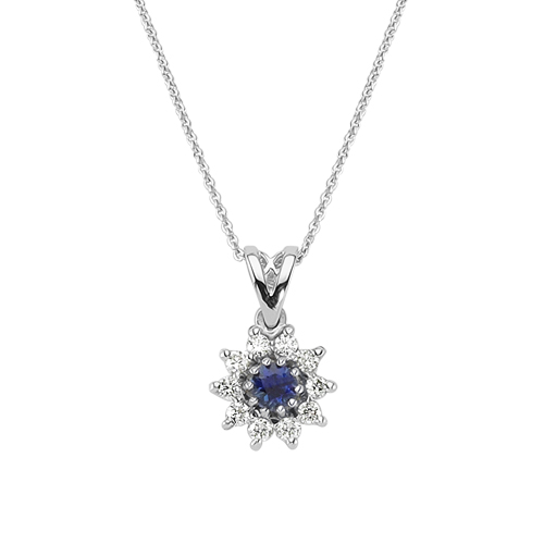 0.20 Karat Pırlanta Safir Kolye