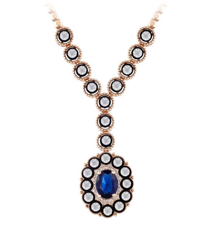 0.20 Karat Safir Taşlı Elmas Kolye