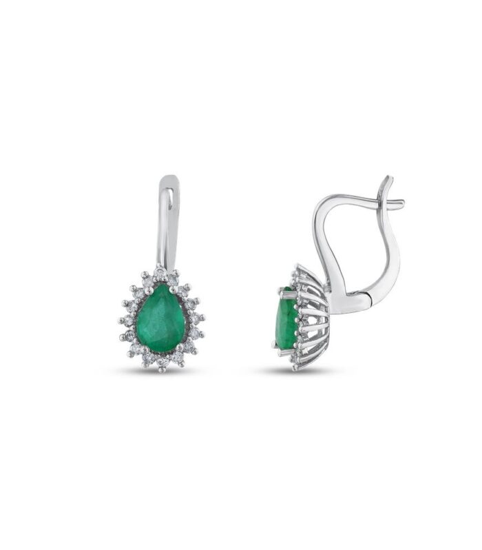 0.23 Karat Zümrüt Taşlı Pırlanta Küpe