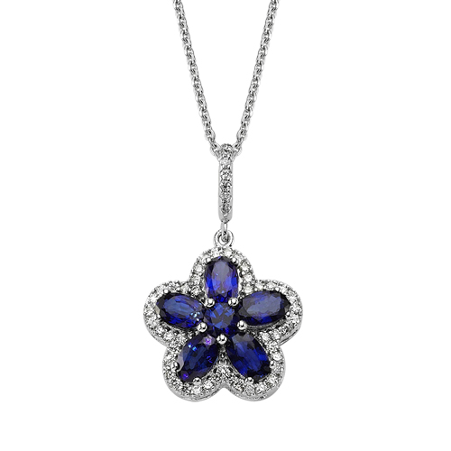 0.28 Karat Safir Taşlı Pırlanta Kolye