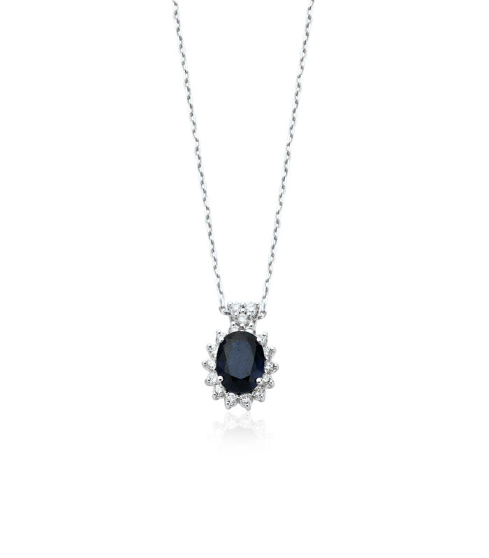 0.30 Karat Safir Taşlı Pırlanta Kolye