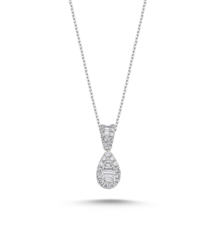 0.32 Karat Baget Taşlı Pırlanta Kolye
