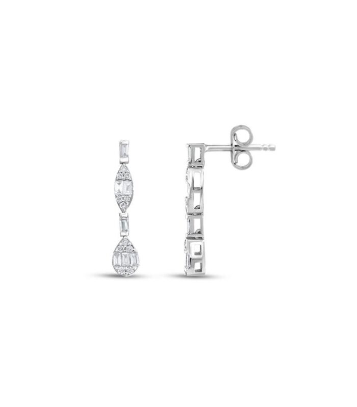 0.36 Karat Baget Taşlı Pırlanta Küpe