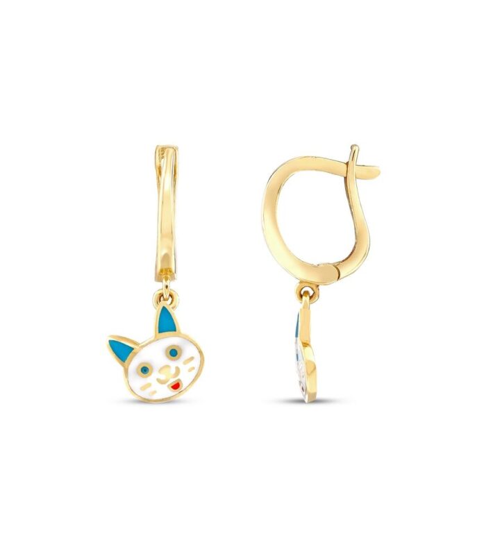 Kedi Figürlü Altın Çocuk Küpe