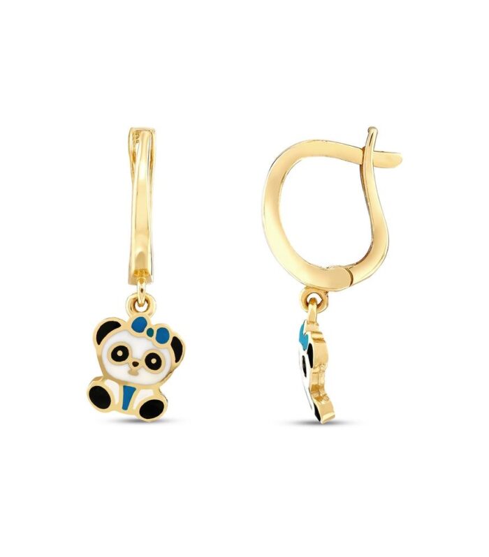 Panda Figürlü Altın Çocuk Küpe
