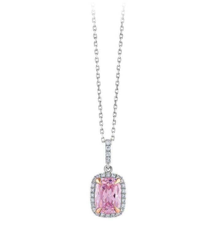 Pembe Topaz Taşlı Pırlanta Kolye