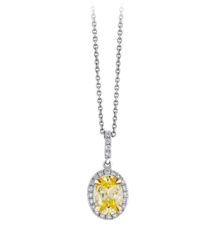 Sarı Topaz Taşlı Pırlanta Kolye