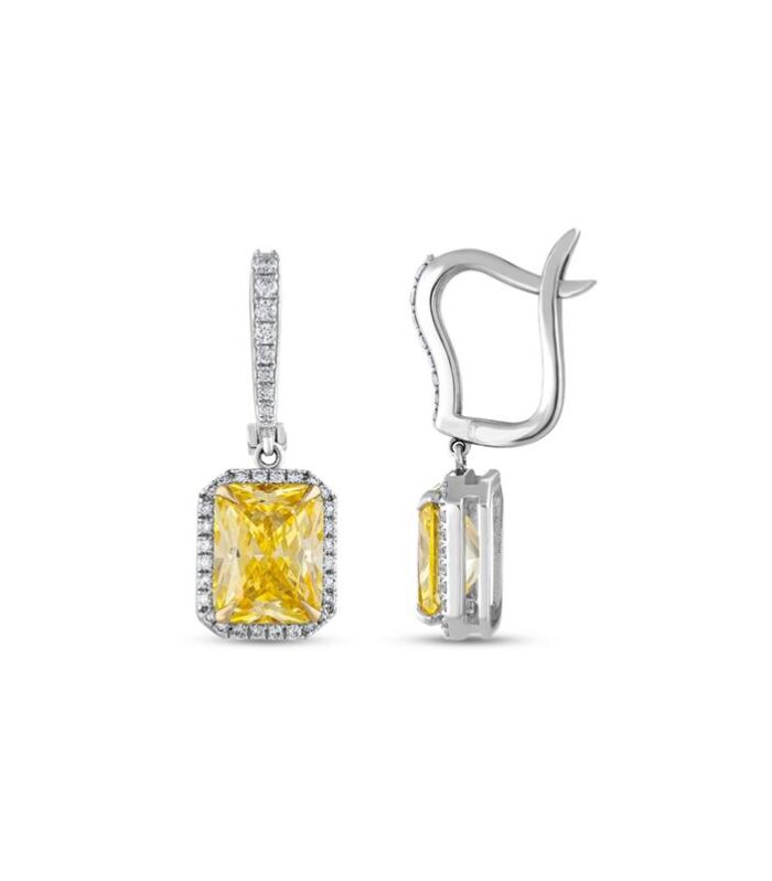 Sarı Topaz Taşlı Pırlanta Küpe