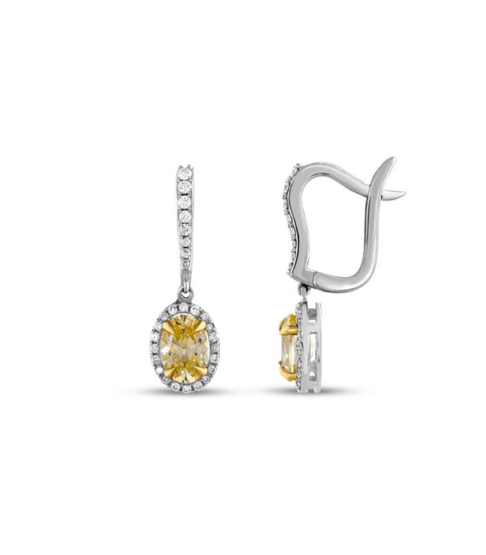 Sarı Topaz Taşlı Pırlanta Küpe