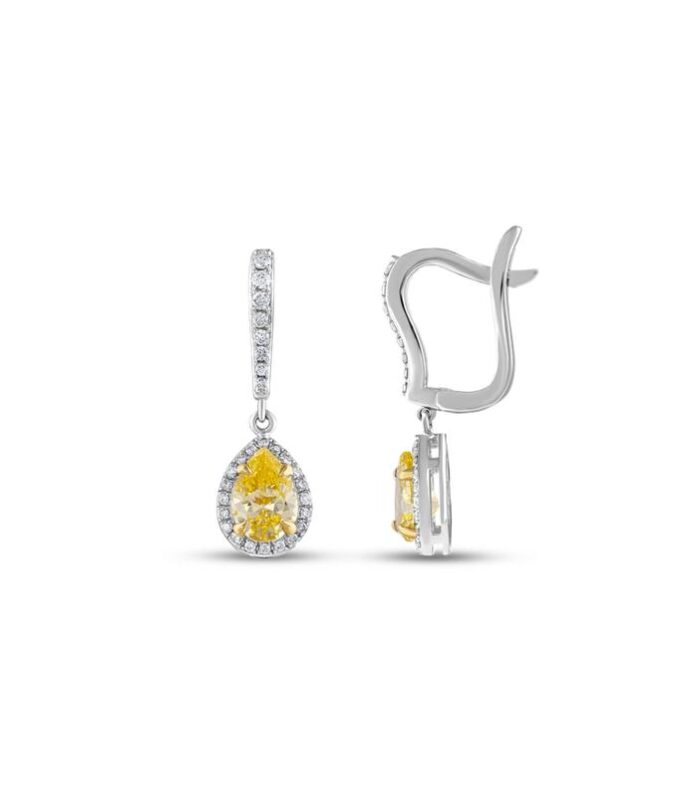 Sarı Topaz Taşlı Pırlanta Küpe