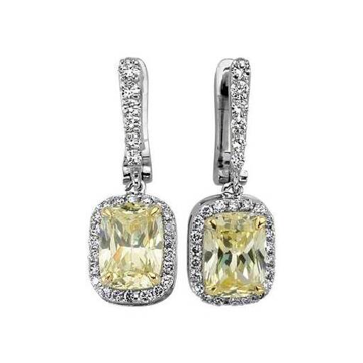 Sarı Topaz Taşlı Pırlanta Küpe