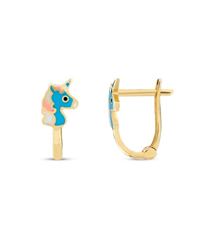 Unicorn Figürlü Altın Çocuk Küpe