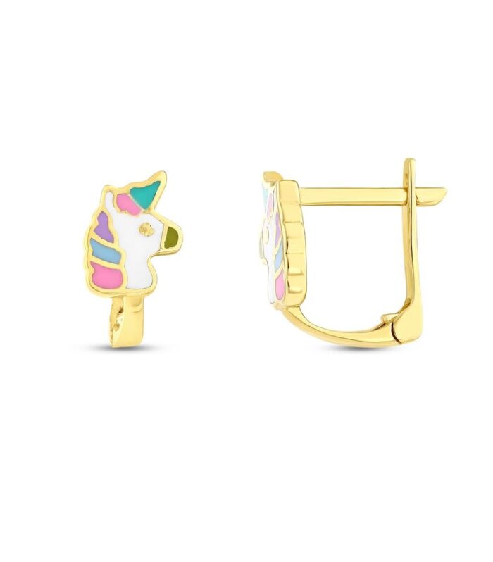 Unicorn Figürlü Altın Çocuk Küpe