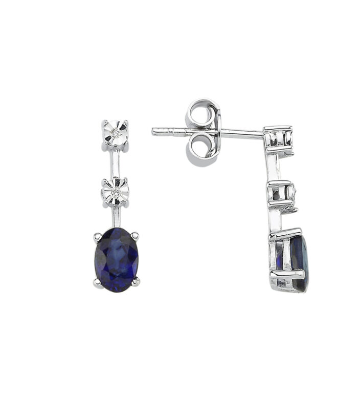 0.03 Karat Safir Taşlı Pırlanta Küpe